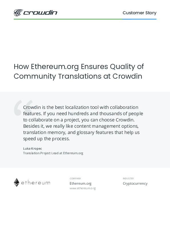 How Ethereum.org Ensures Quality of Community Translations at Crowdin Download
