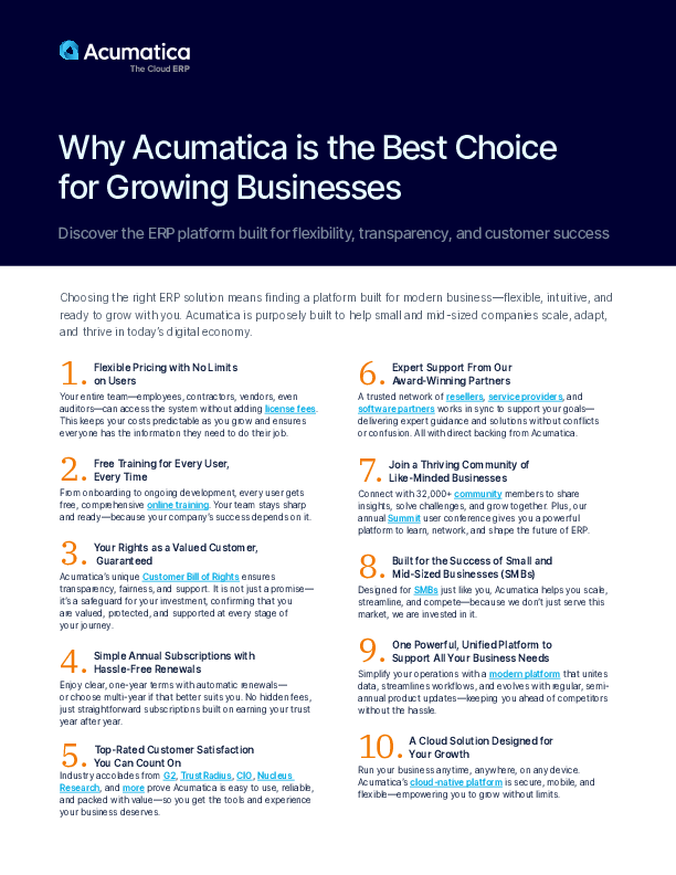Why Acumatica is the Best Choice for Growing Businesses Download