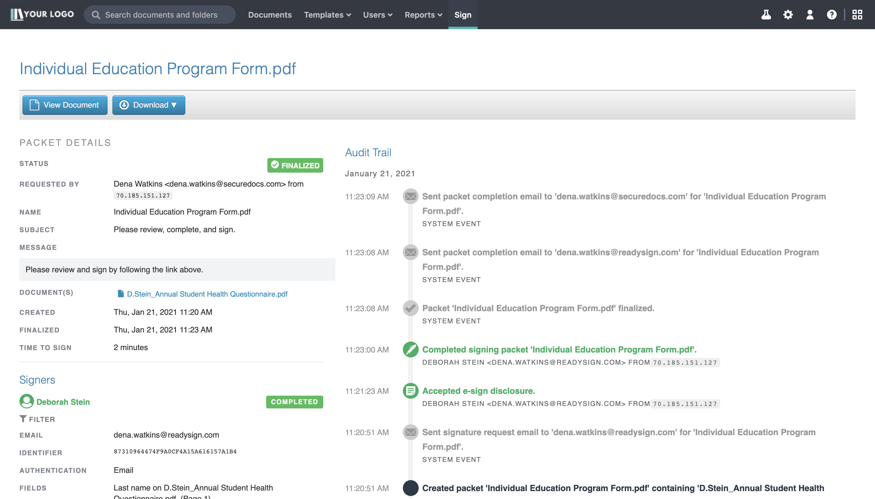 Know who’s doing what in your account and when Screenshot