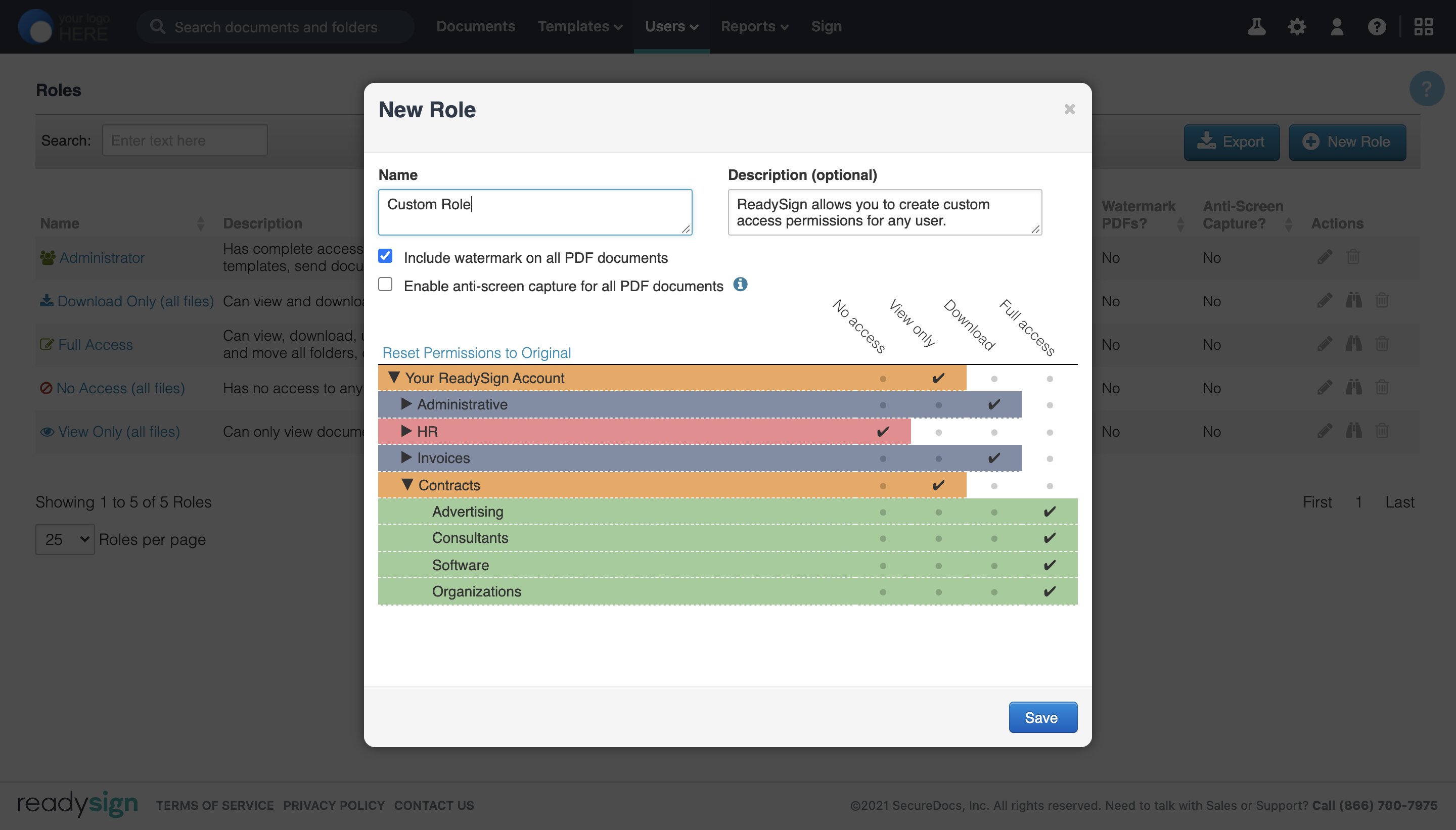 Control User Access Screenshot