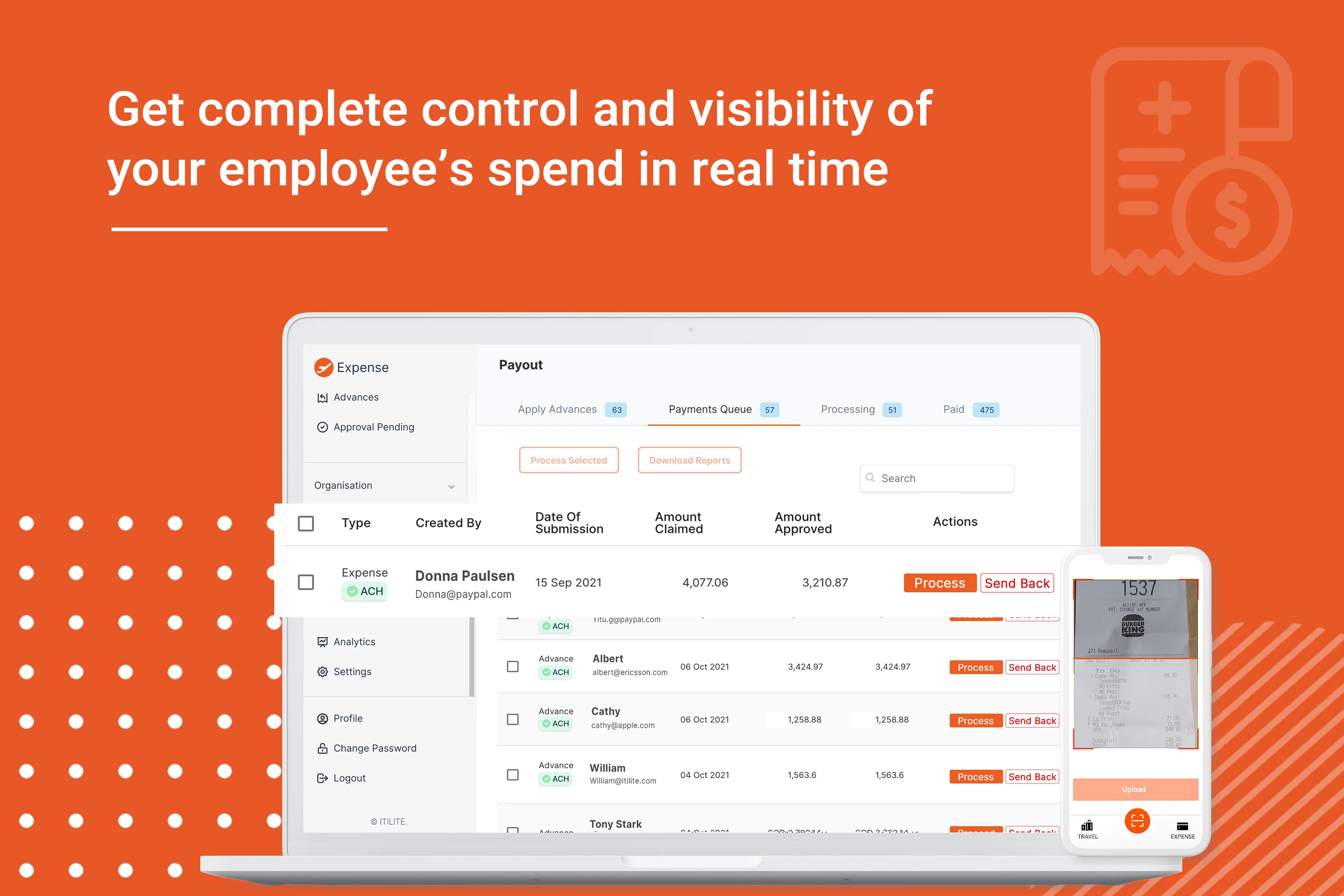 Expense management and reimbursements Screenshot