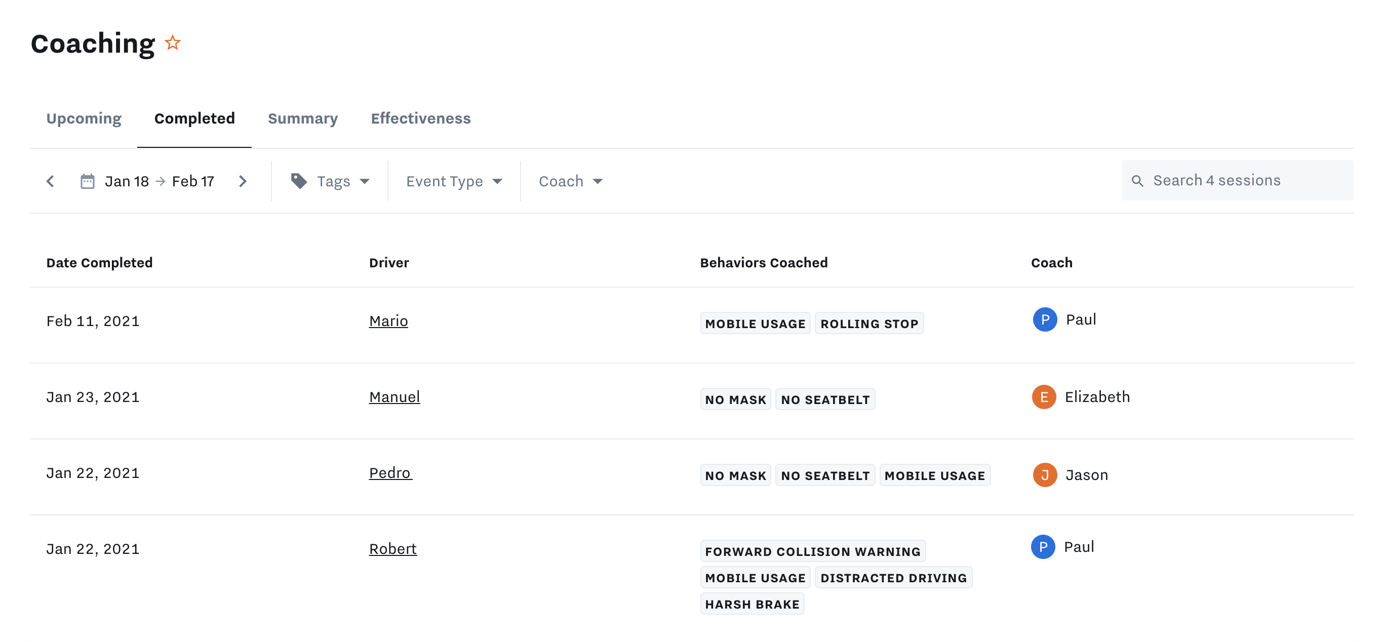 Samsara Coaching Screenshot