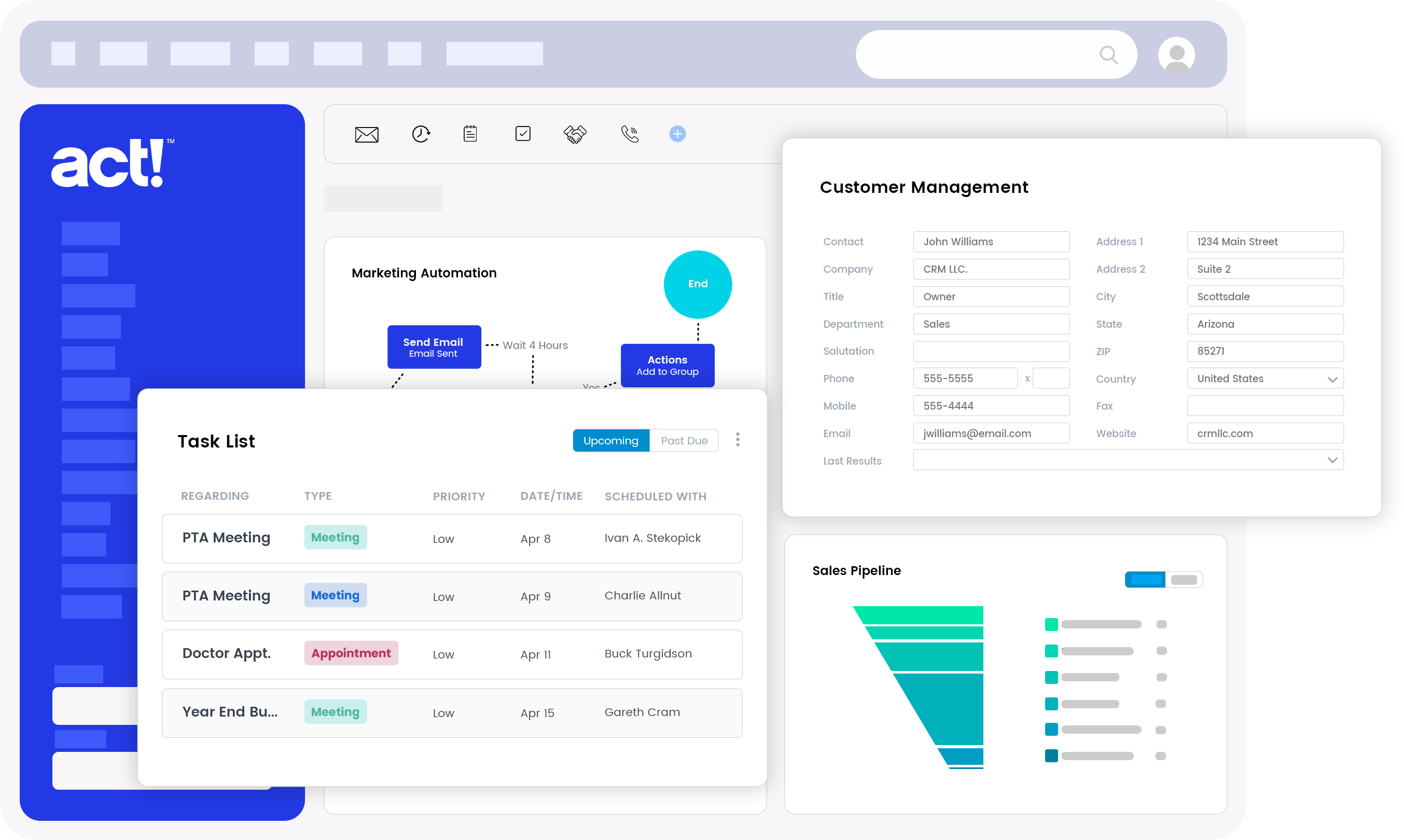 Main Dashboard with Task List and Customer Management CO Screenshot