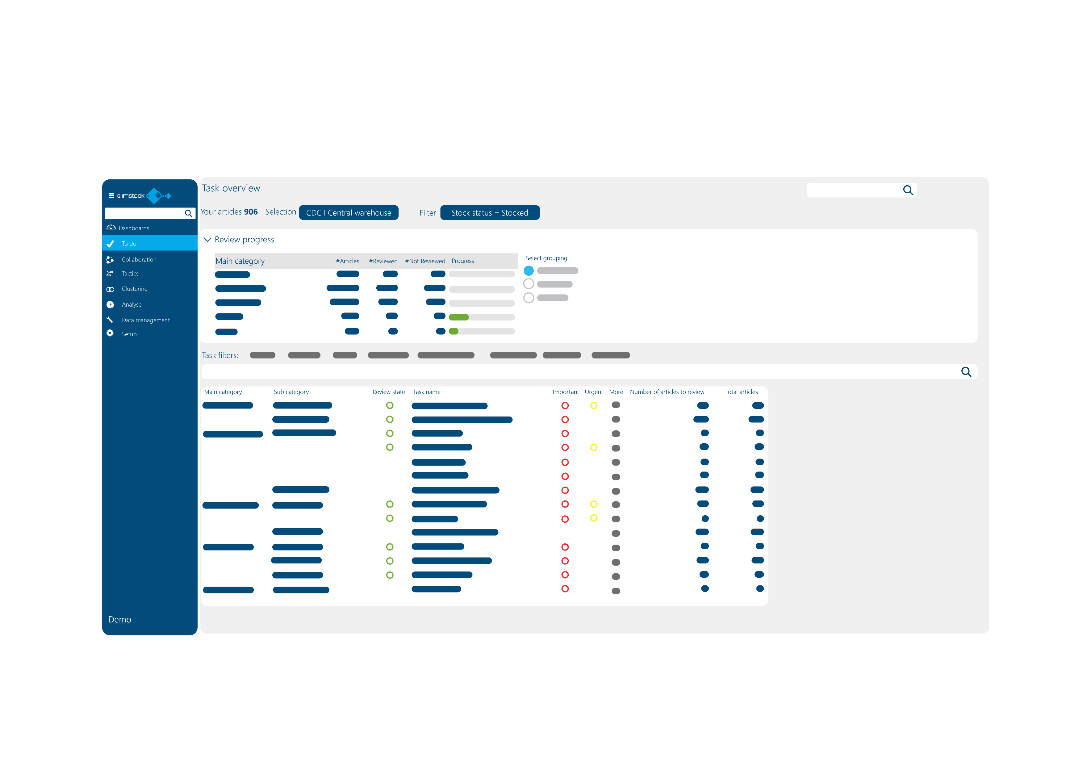 Slim4 Task Overview Screenshot