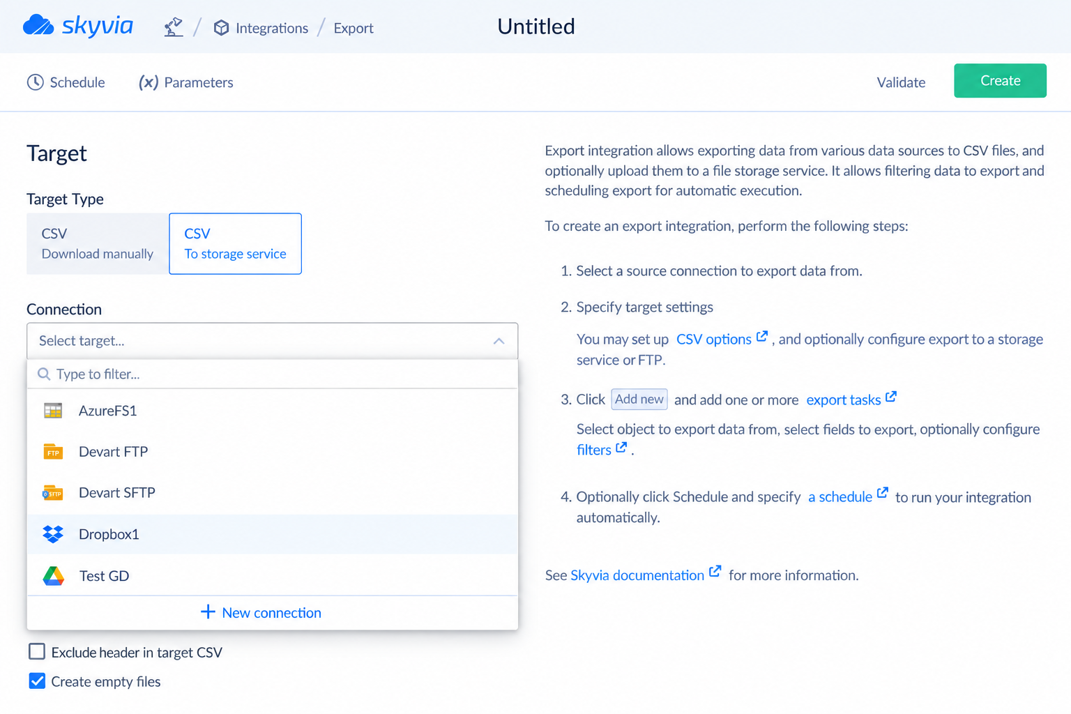 skyvia_export_salesforce_data_to_storage Screenshot