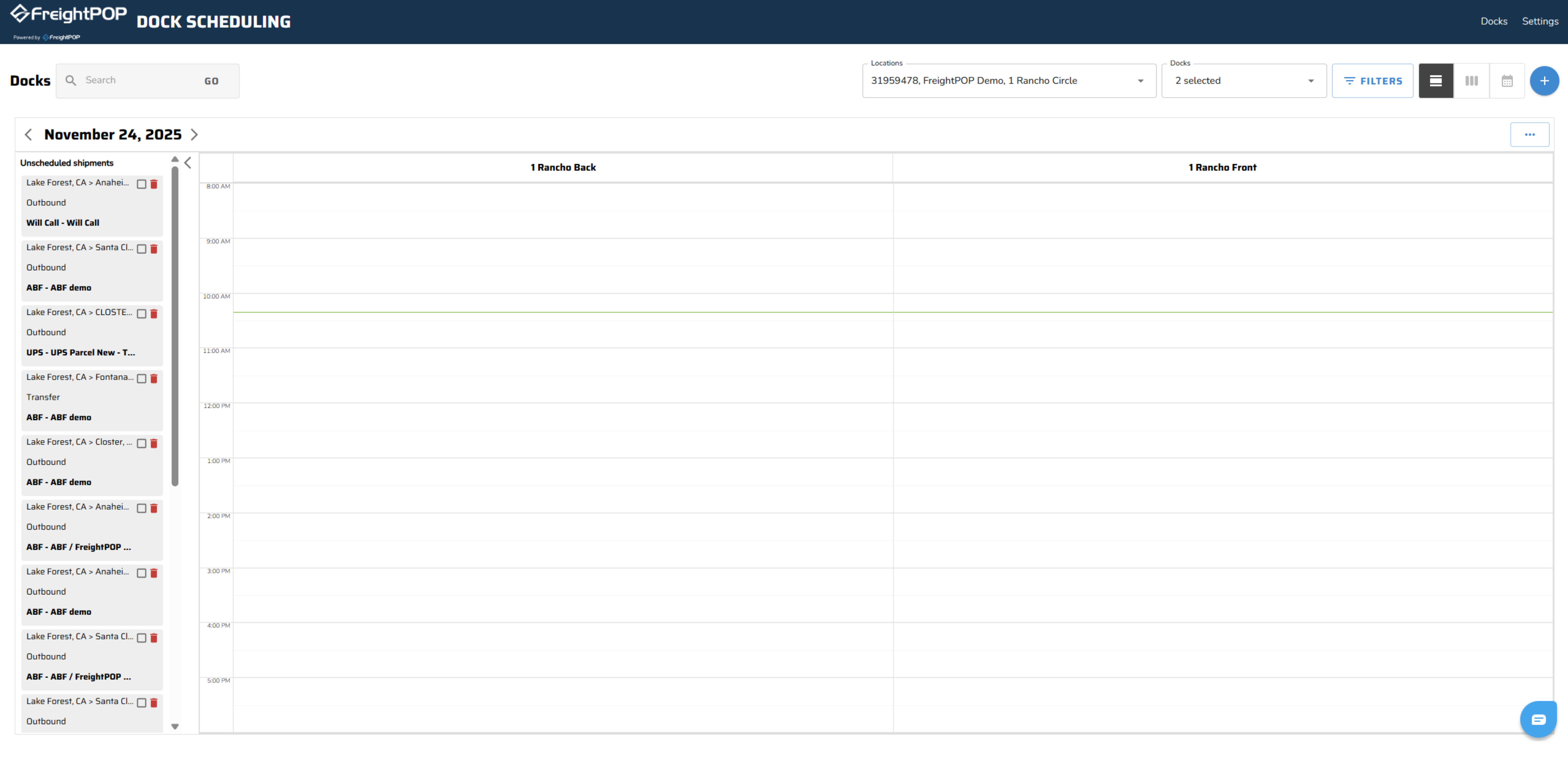 Dock Scheduling Screenshot