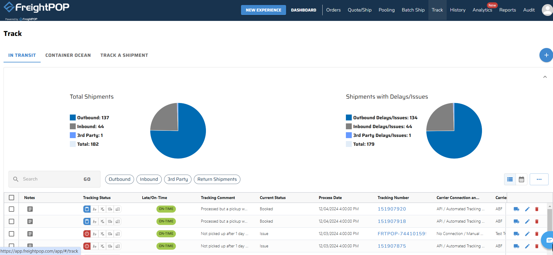 Shipment Tracking Screenshot