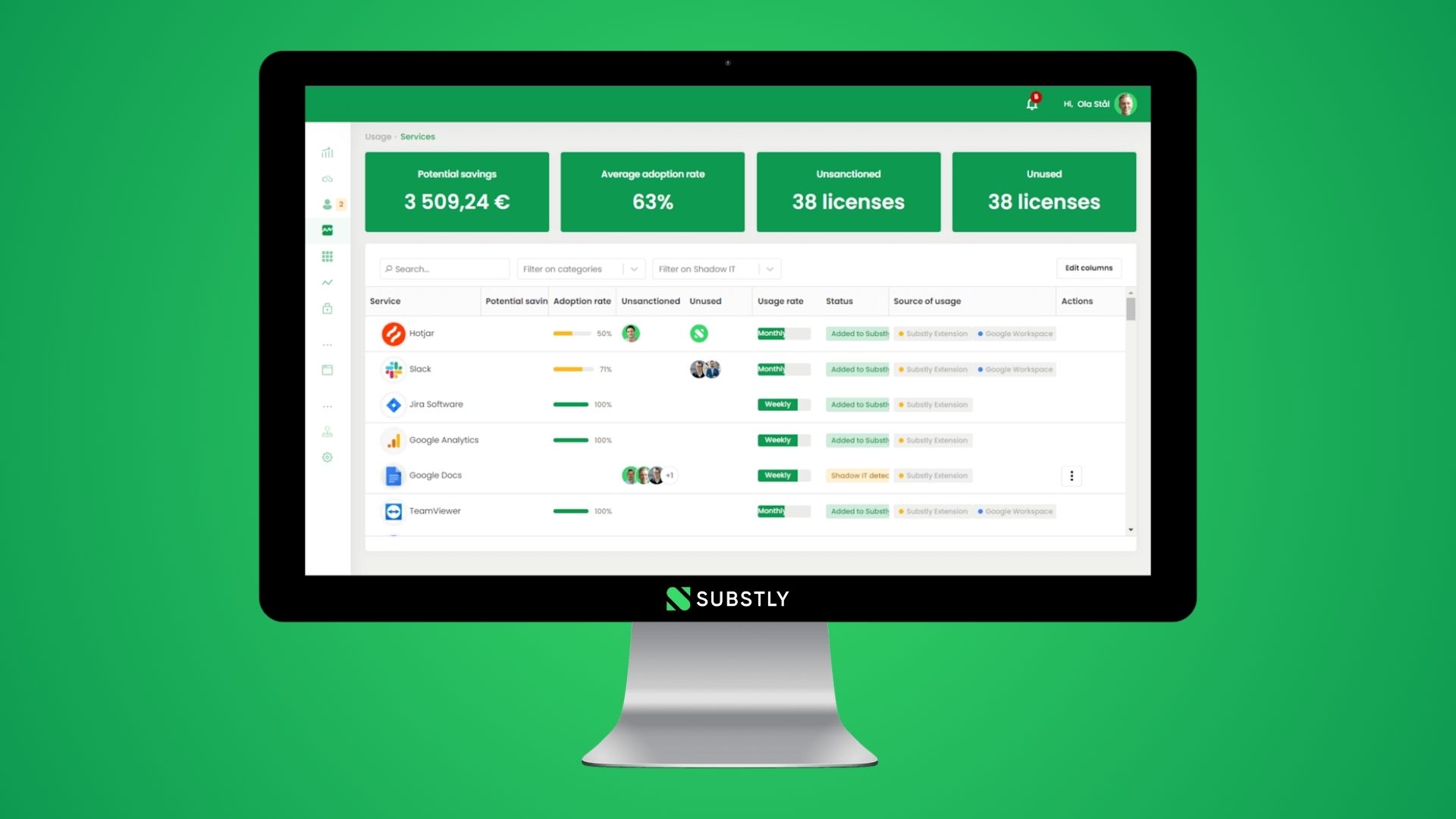 Substly - usage Screenshot