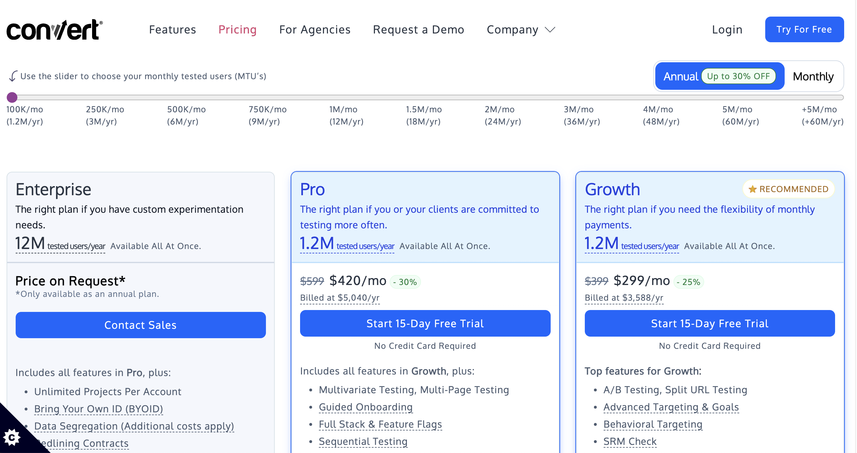 Pricing plans starting at... Screenshot