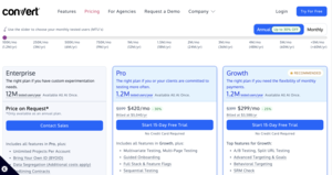 Pricing plans starting at... Screenshot