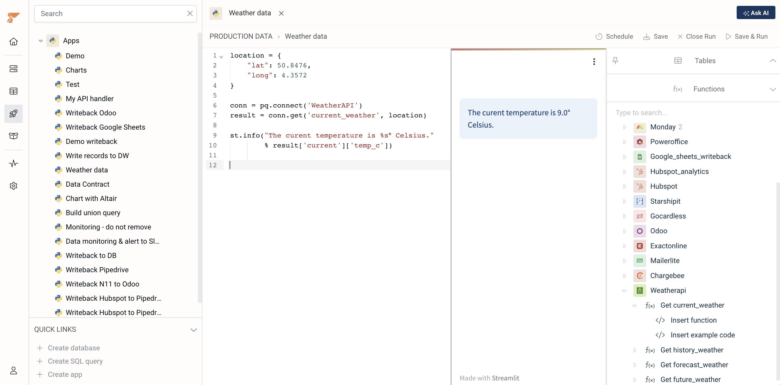 weather data for ML predictions Screenshot