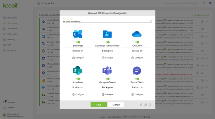 Configuration pop up for MS Screenshot