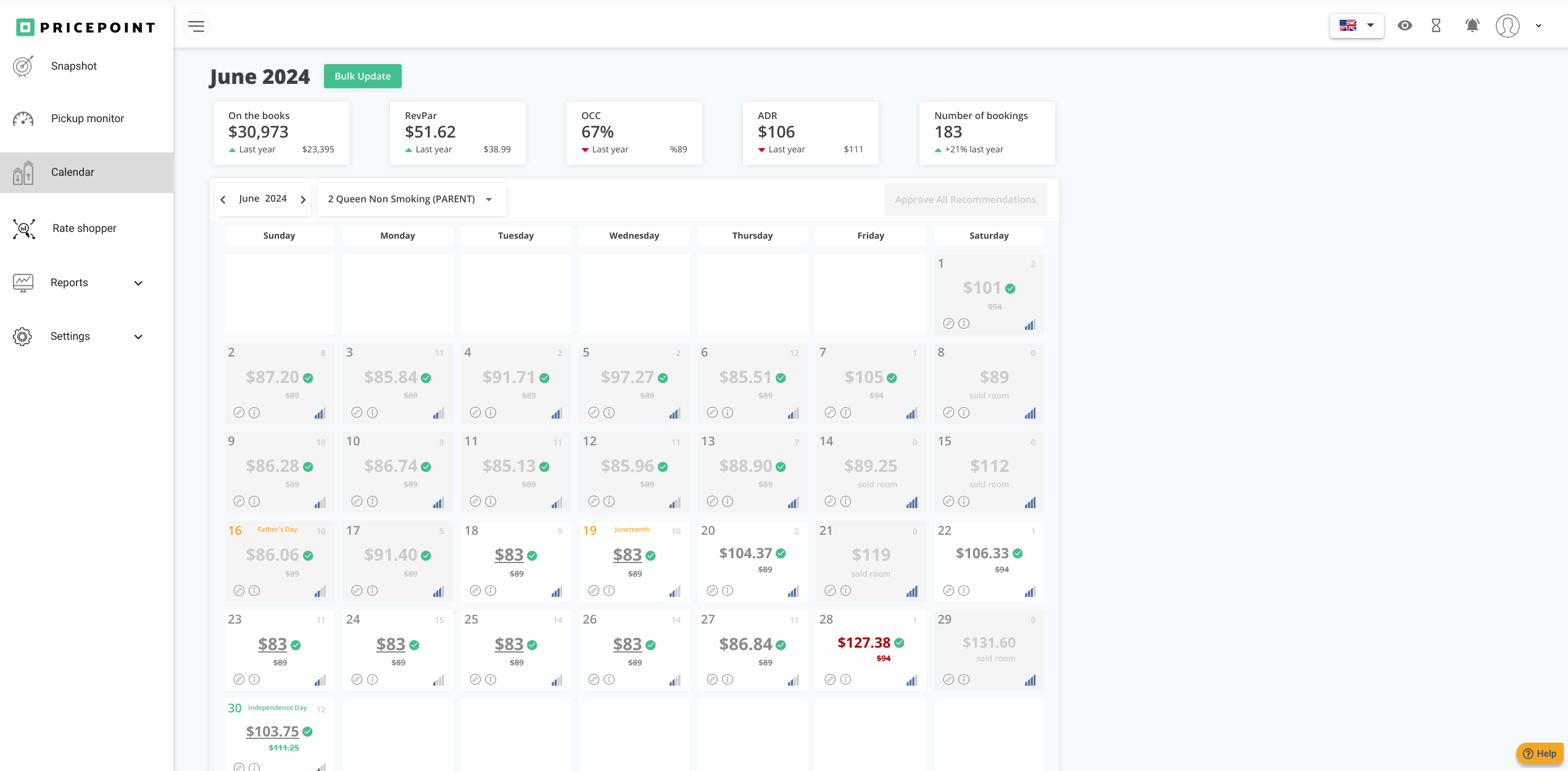Calendar view Screenshot