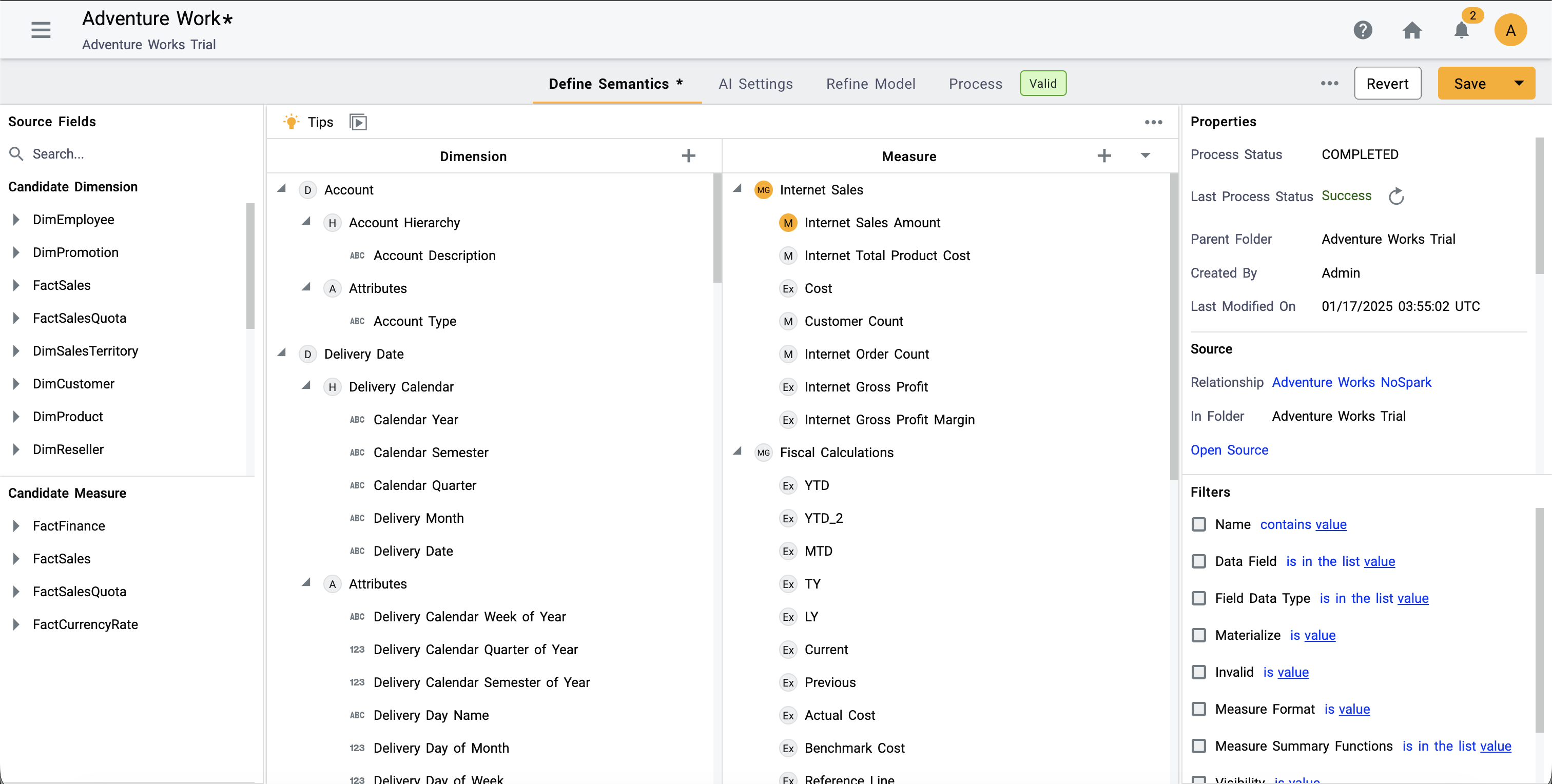 Kyvos Semantic Model Designer Screenshot