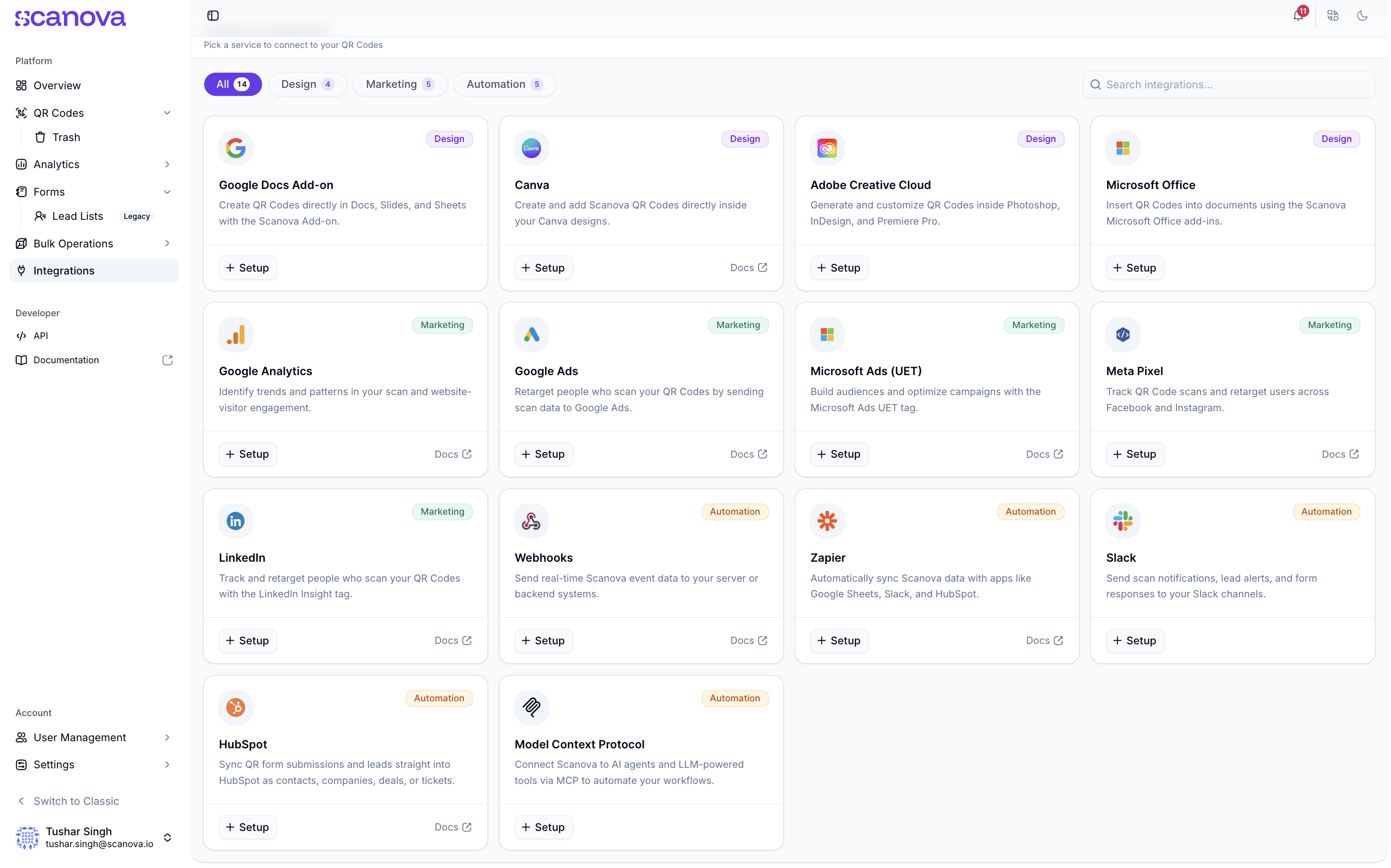 Scanova integrations Screenshot