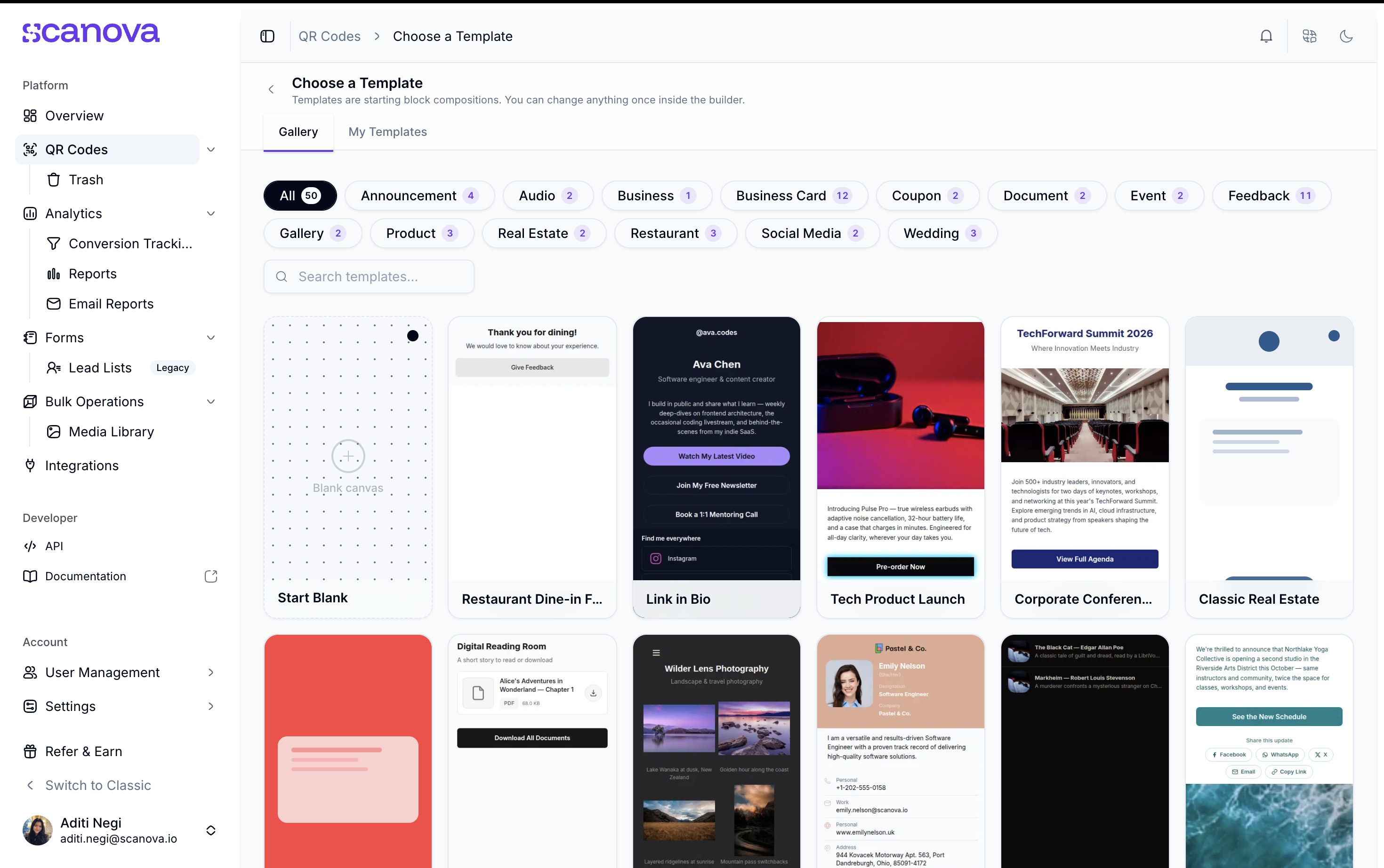 QR templates Screenshot