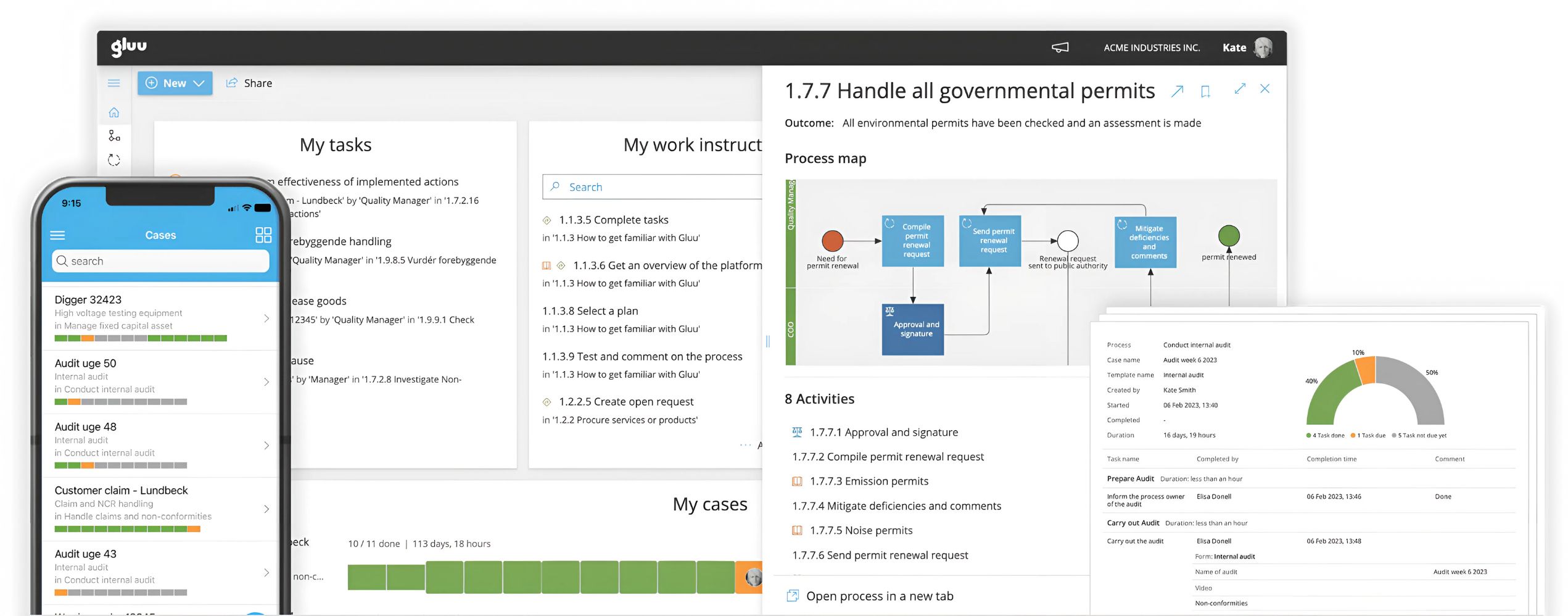 Gluu Web, Report and Mobile Screenshot