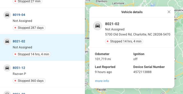 Vehicle Details Dashboard Screenshot