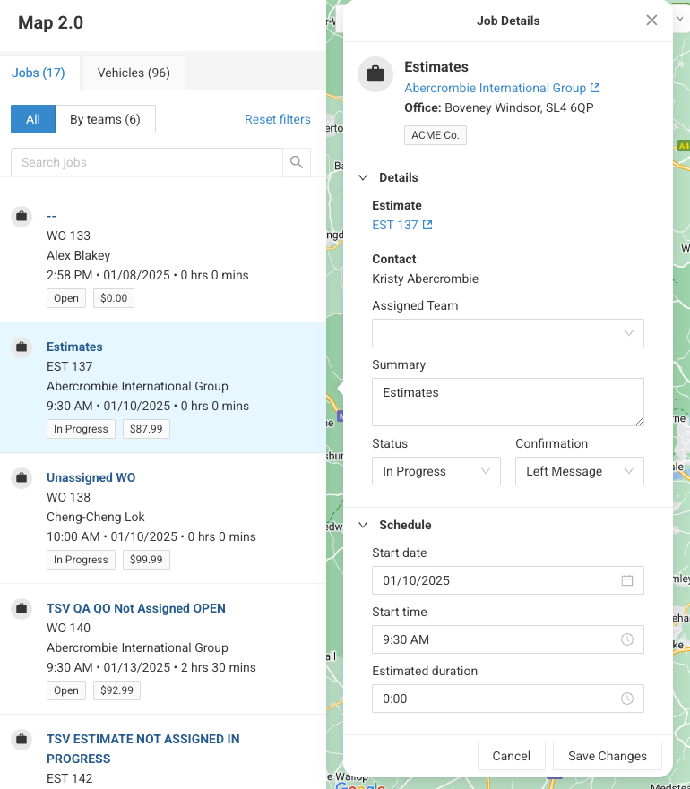 Job Estimates Screenshot