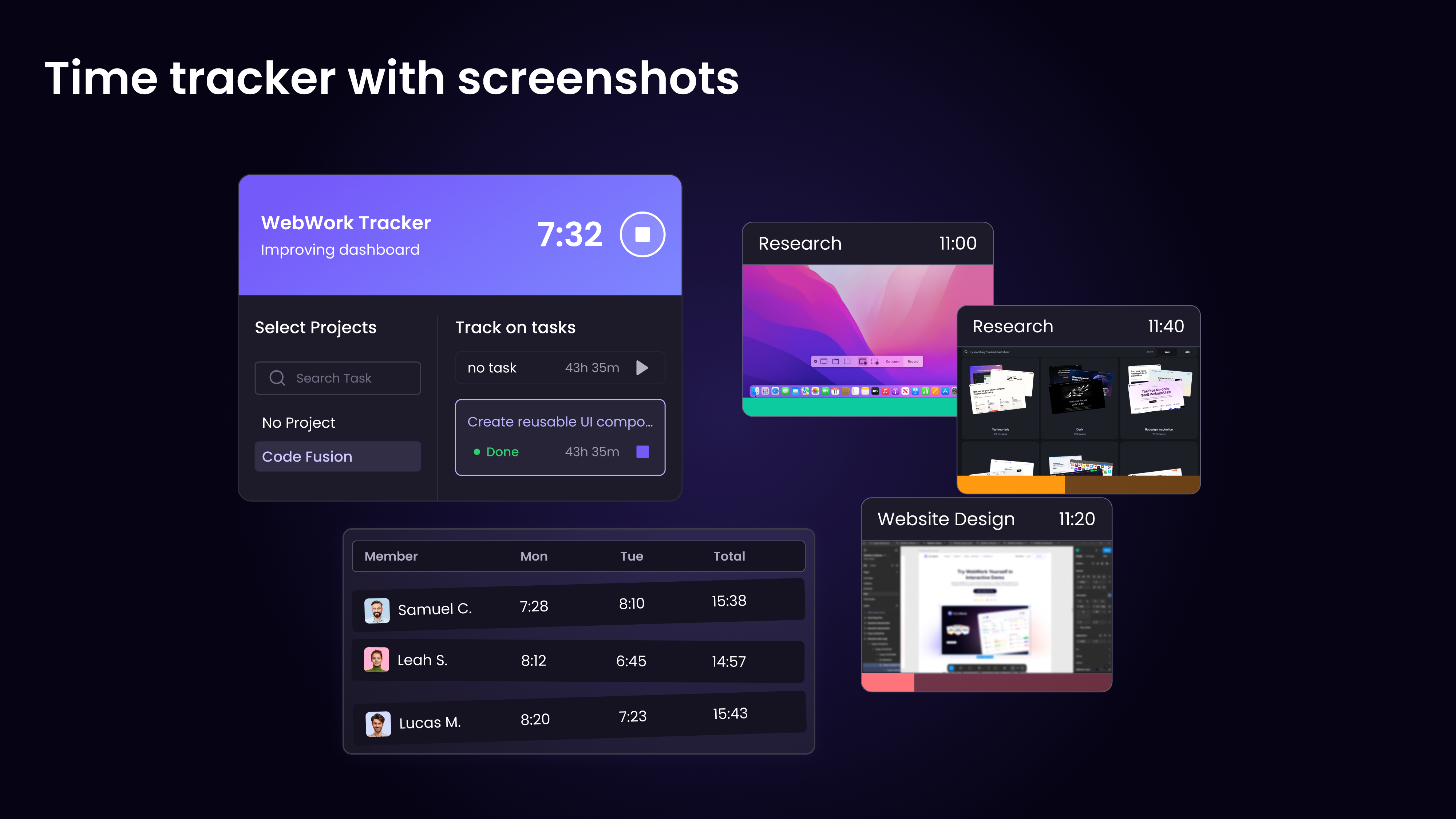 Time tracker with screennshots Screenshot