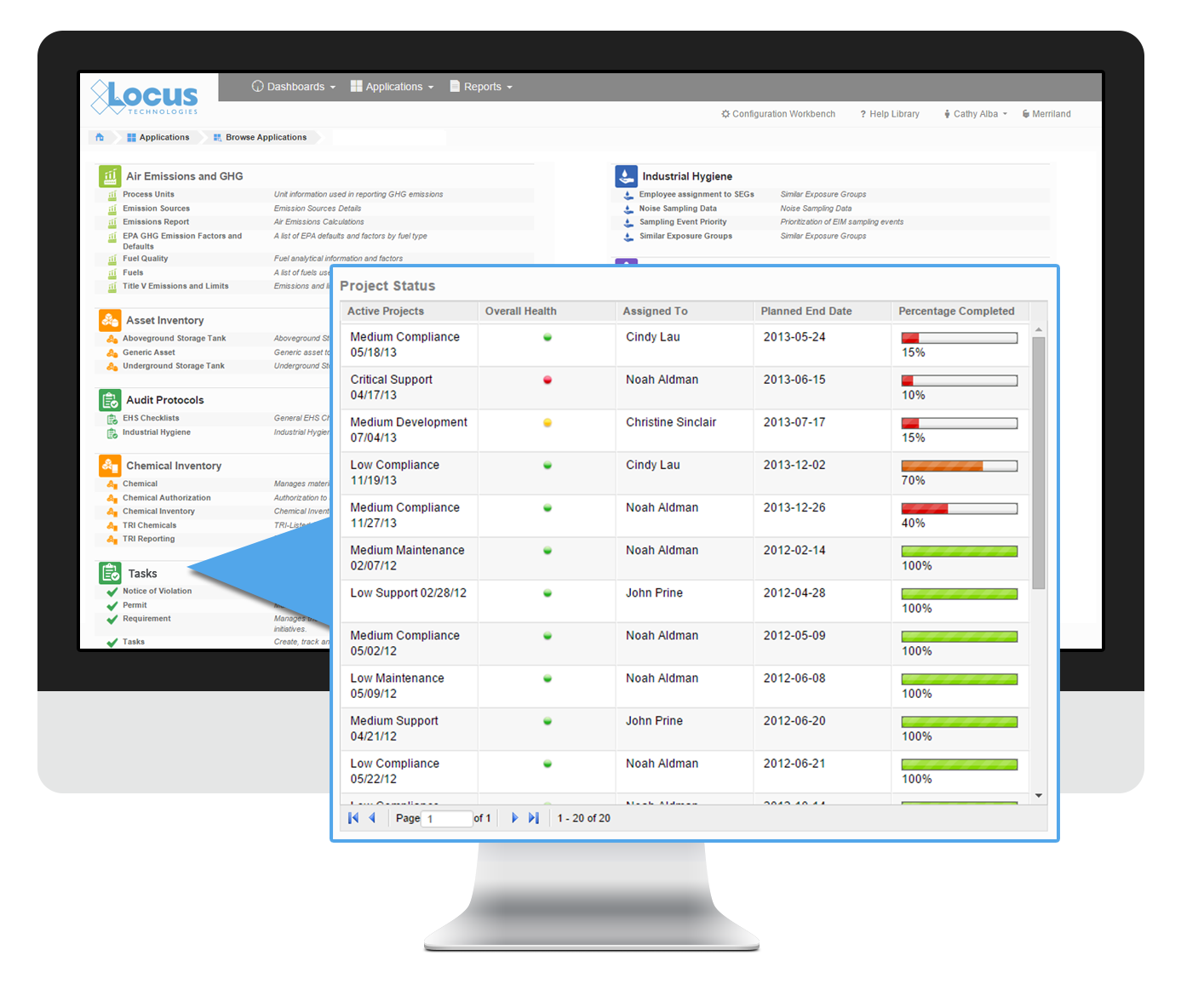 Locus EHS Software Tasks Screenshot