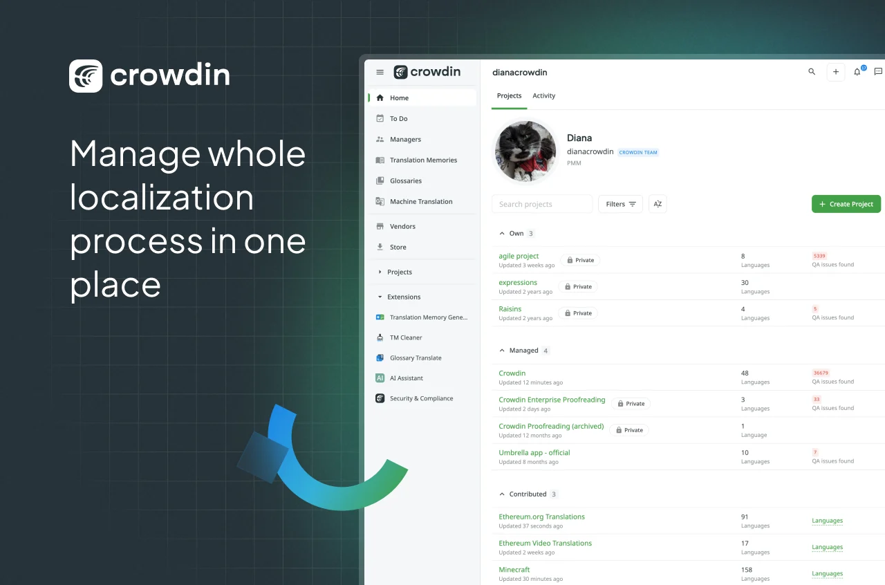 Crowdin Profile View Screenshot
