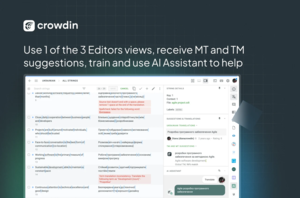 Crowdin Editor with MT, TM, and AI suggestions Screenshot