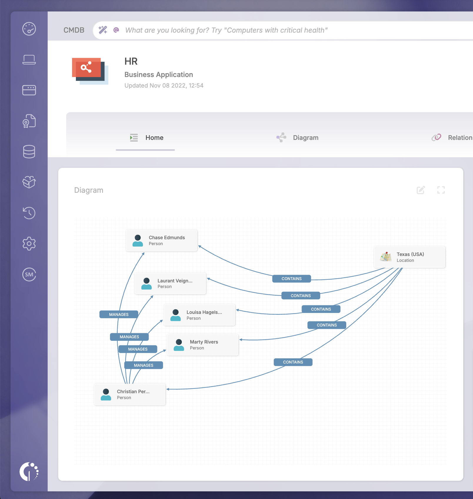 CMDB - HR detail Screenshot