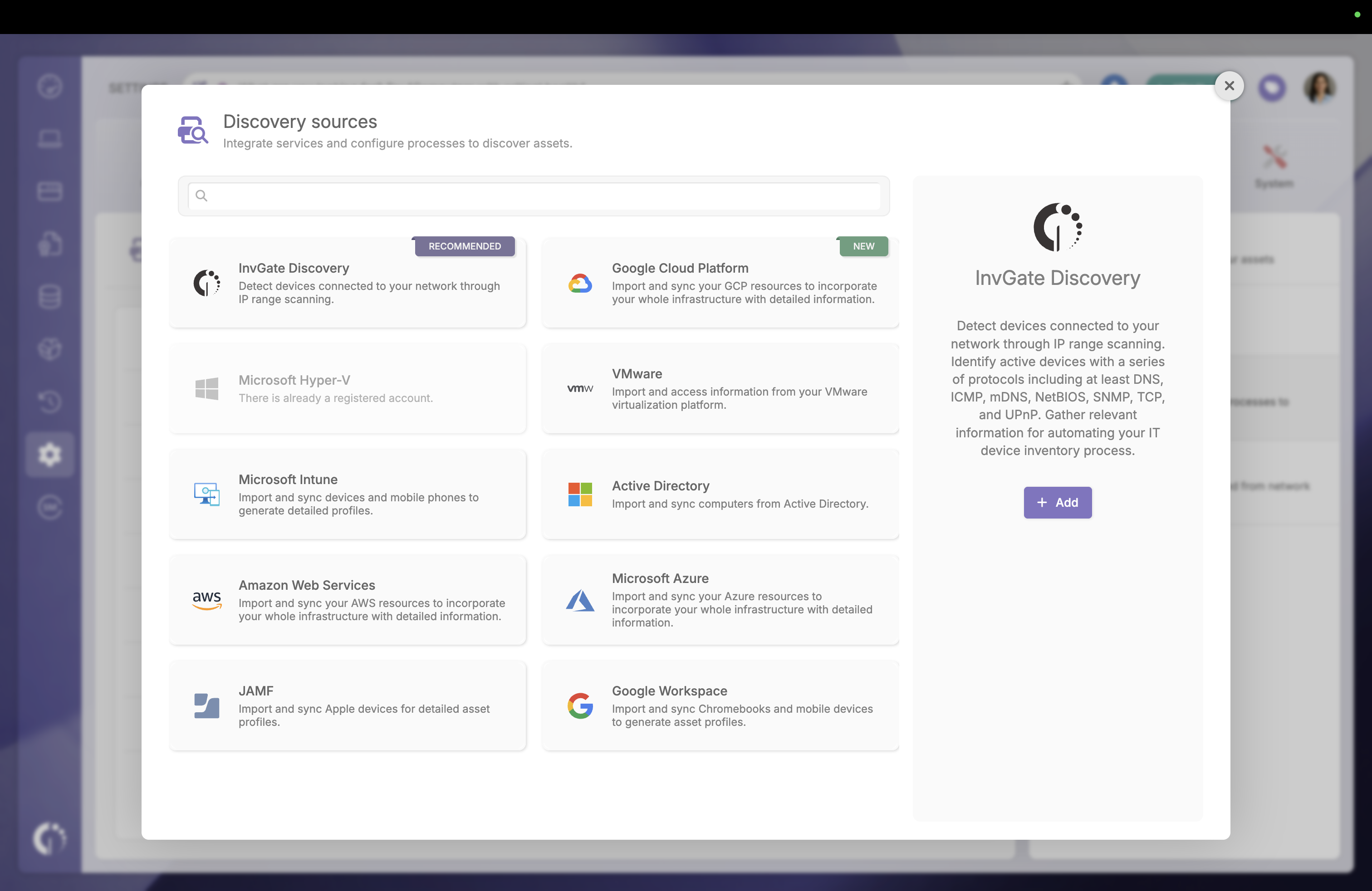 Discovery sources - create new Screenshot