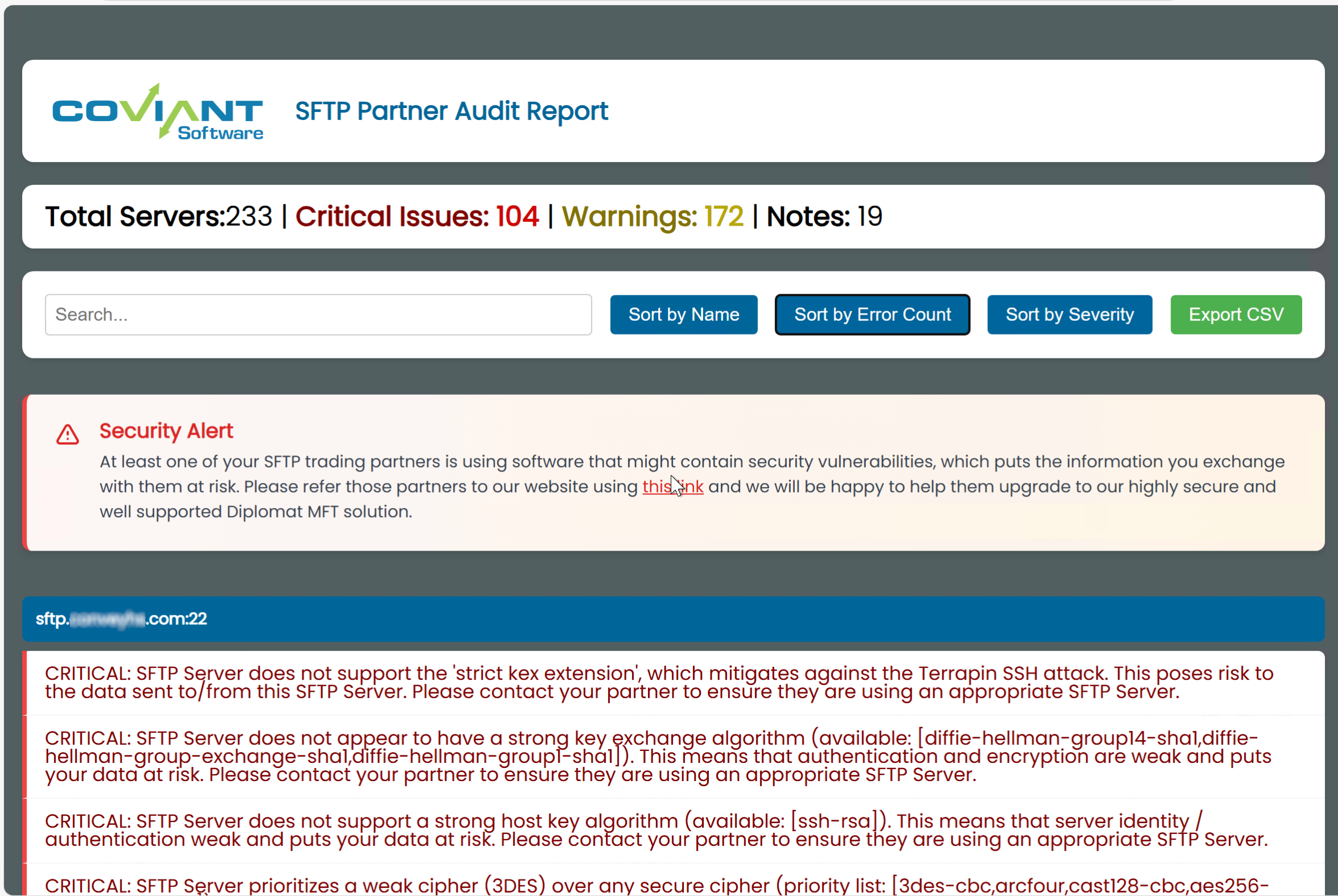 SFTP Connections Report  Screenshot
