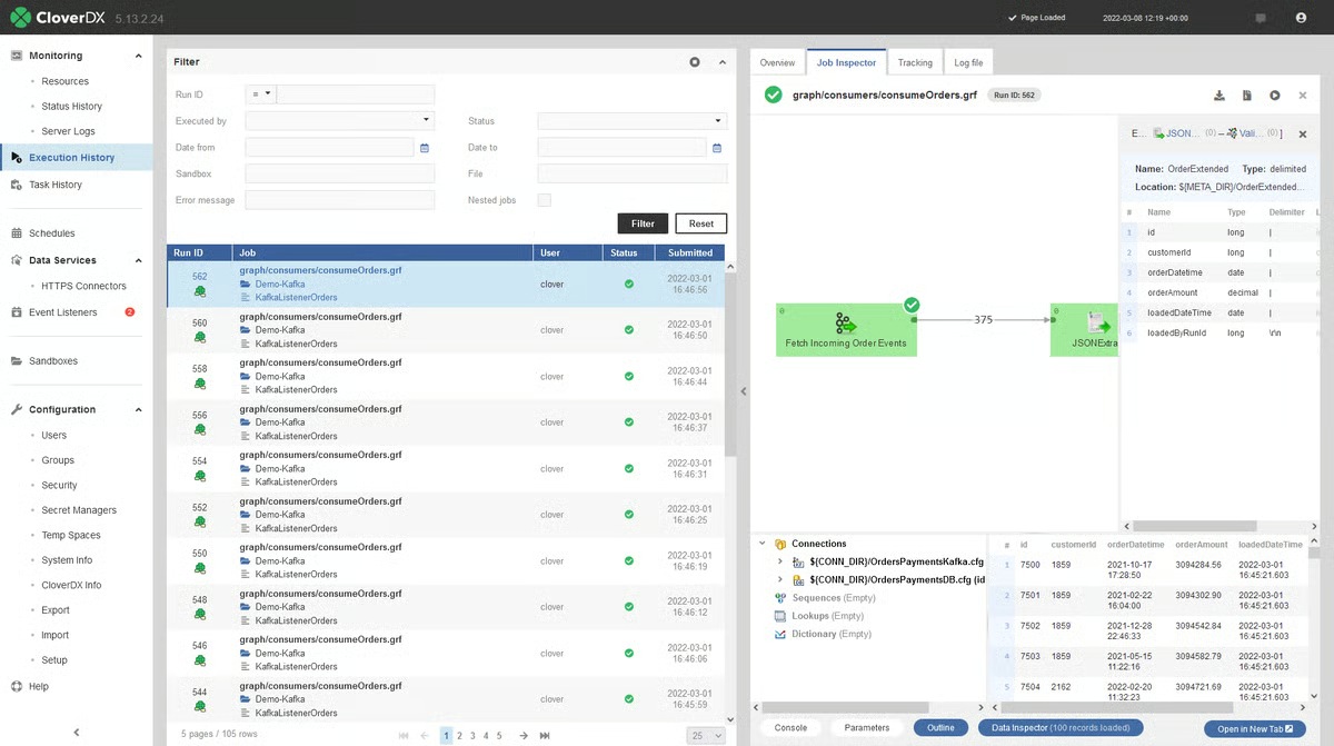 CloverDX Server is the center of CloverDX operations, the robust runtime that can be deployed in cloud or on premise Screenshot