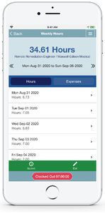 Mobile App with Timesheet Submission Screenshot