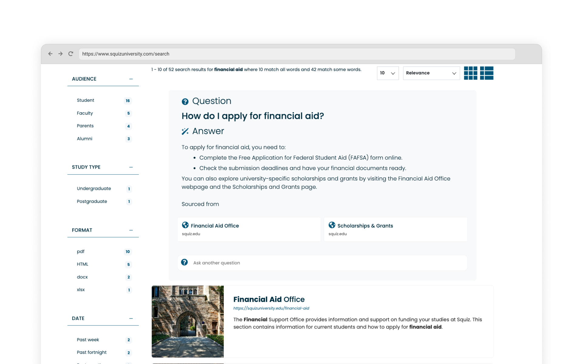 Answer user questions instantly with conversational AI search Screenshot