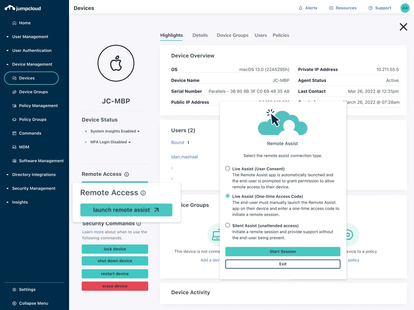 Remote Access Screenshot