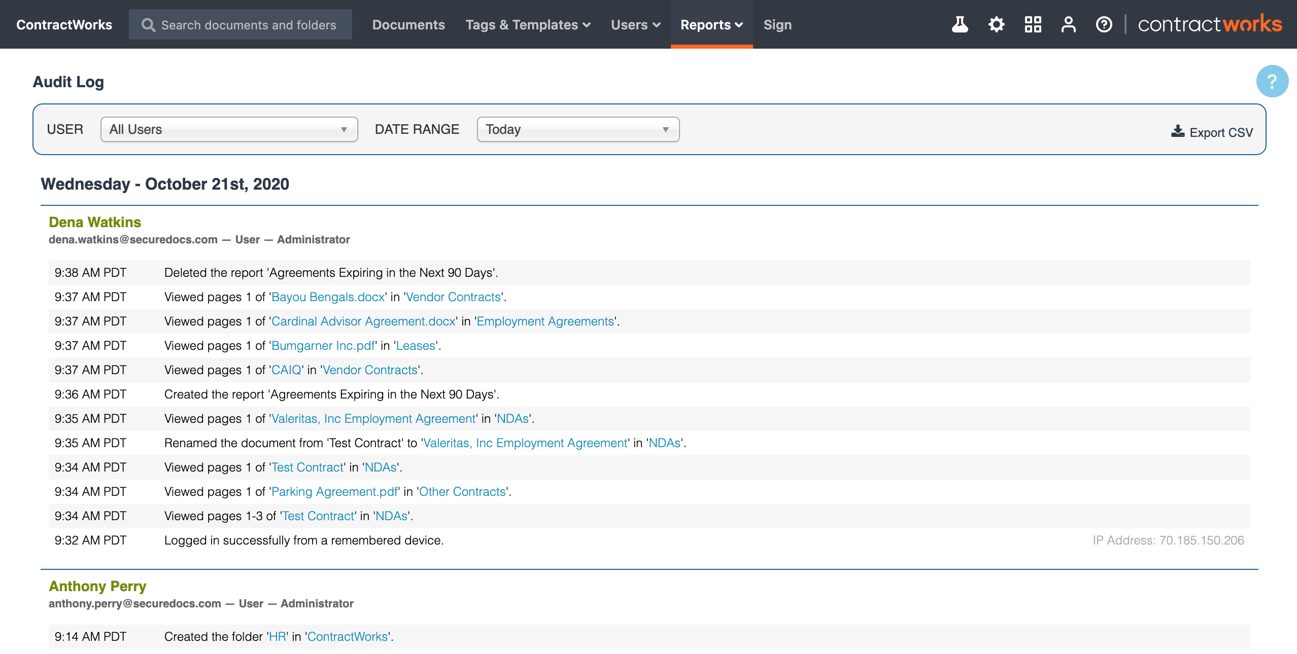 Know who’s doing what in your account and when Screenshot