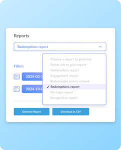Reporting - choosing a report Screenshot