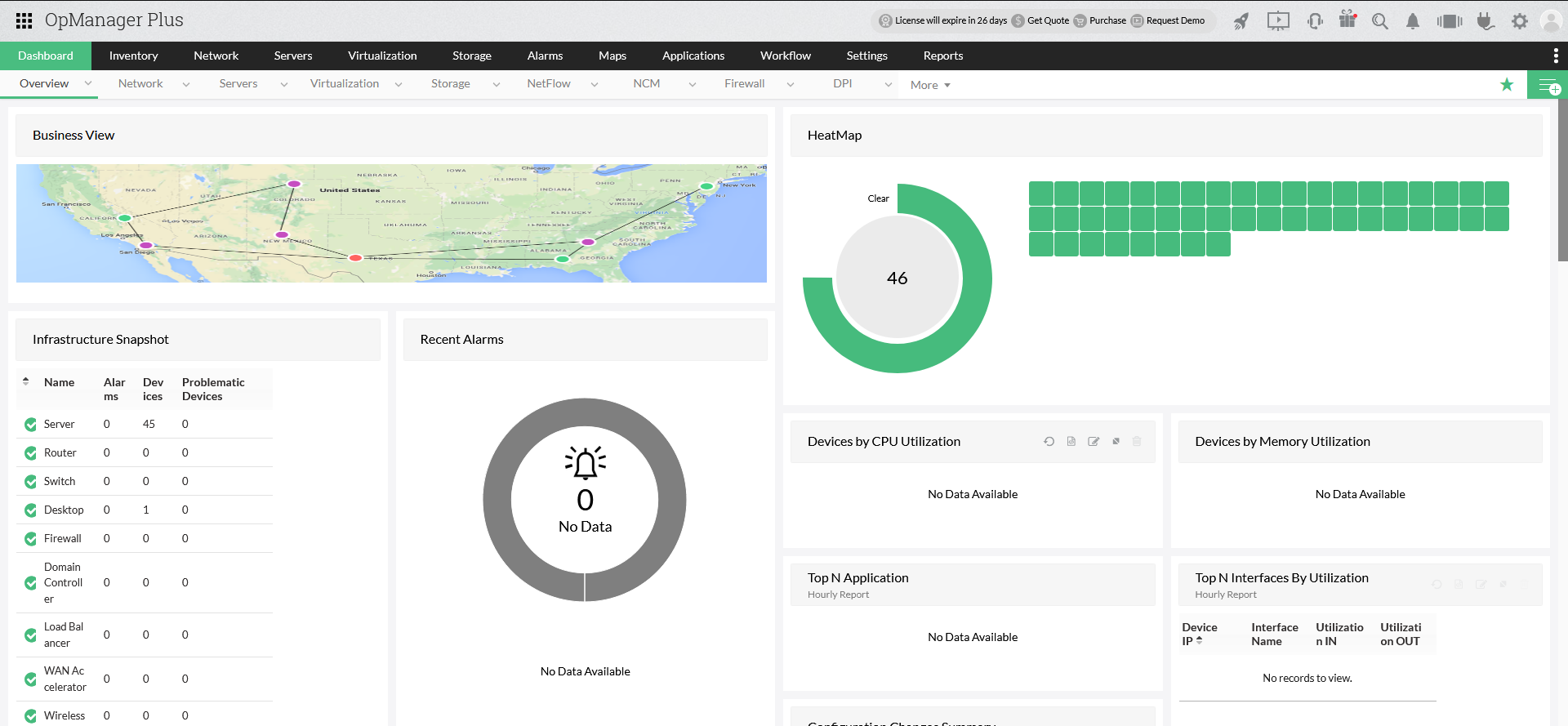 OpManager Plus Dashboard Screenshot