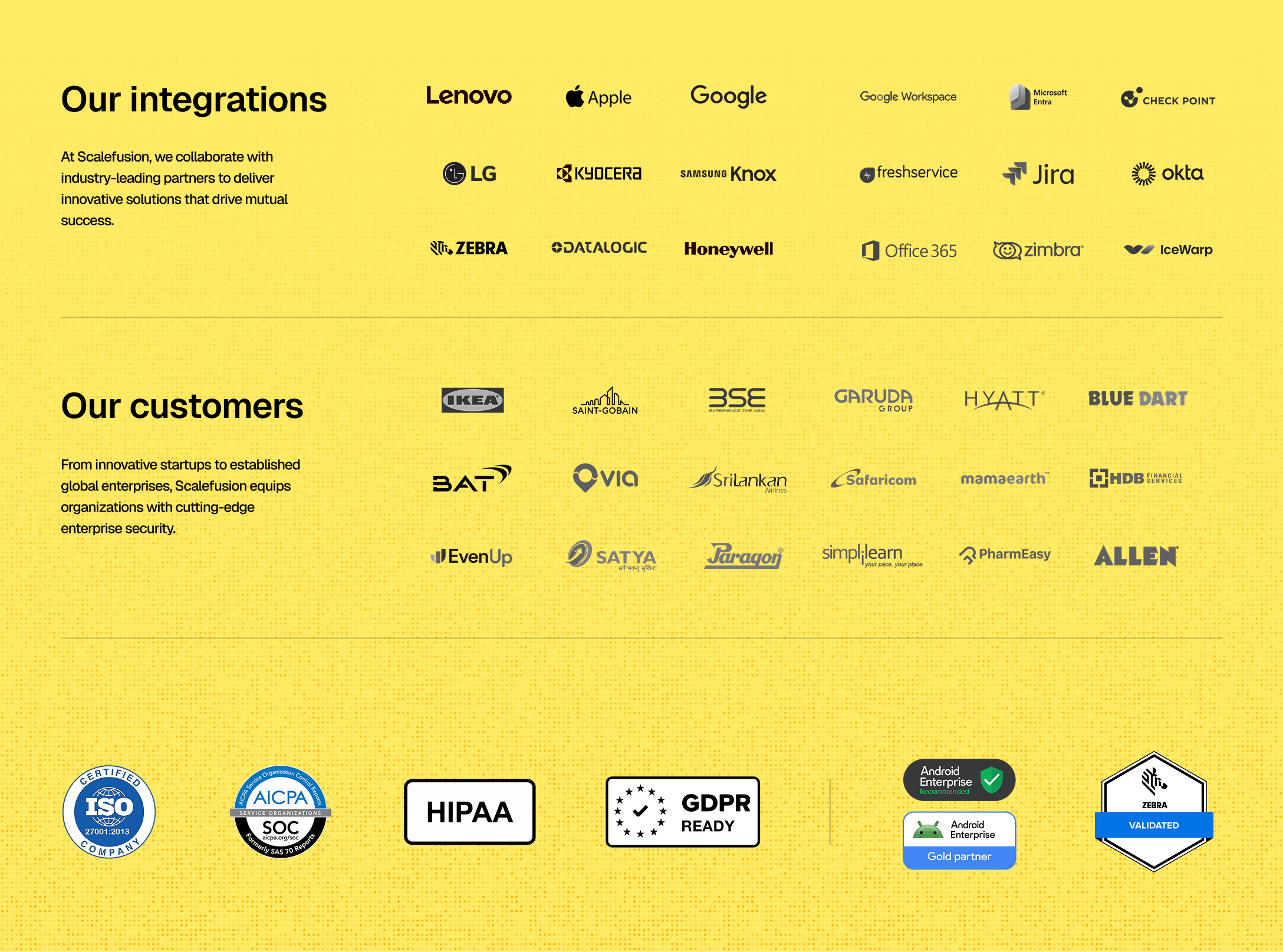 Our Customers and Partners Screenshot
