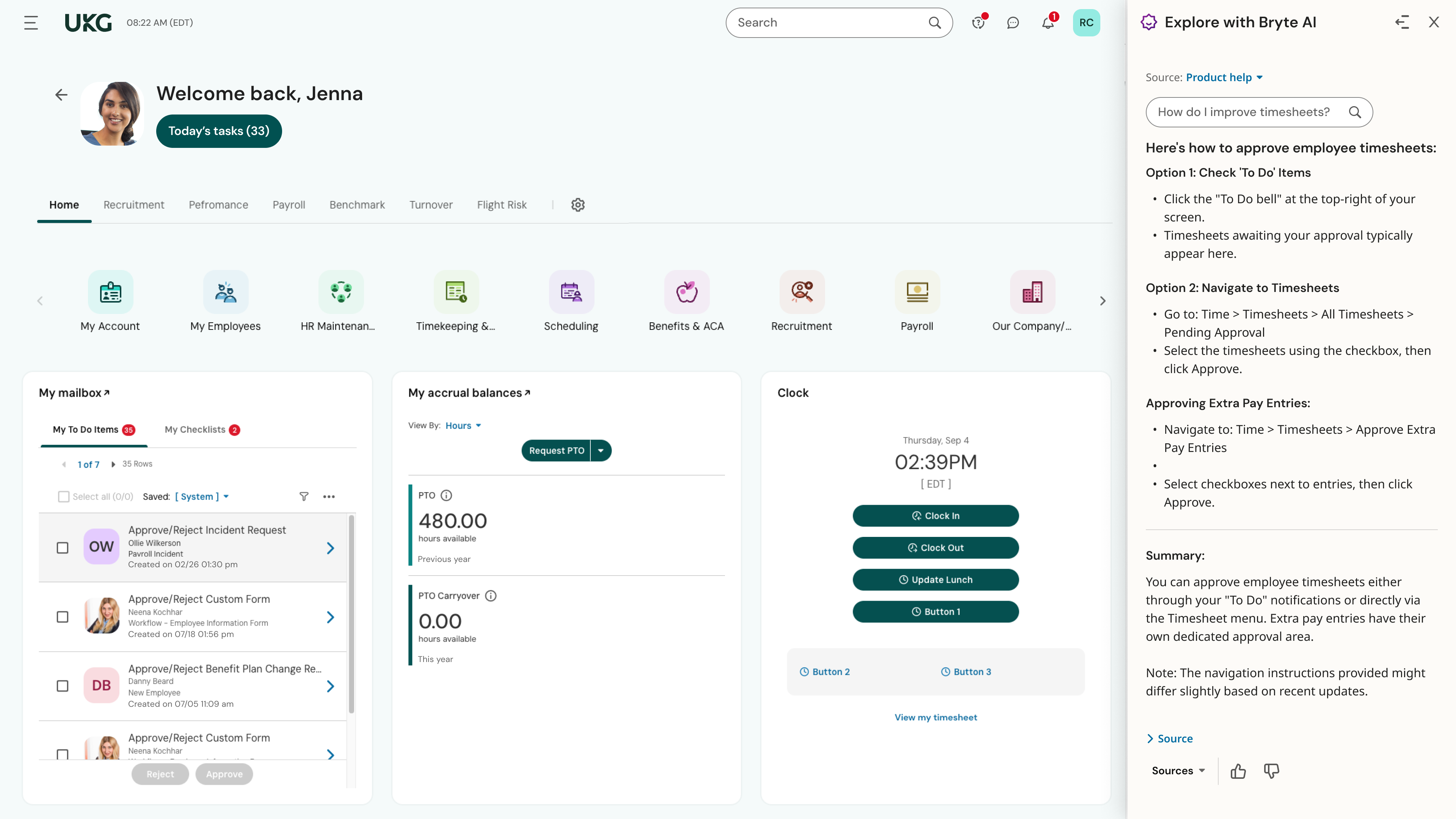 Manager Dashboard - Bryte Screenshot