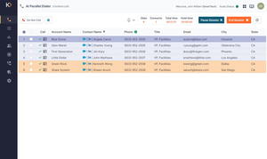 Koncert AI Parallel Dialer My Session Screen Screenshot