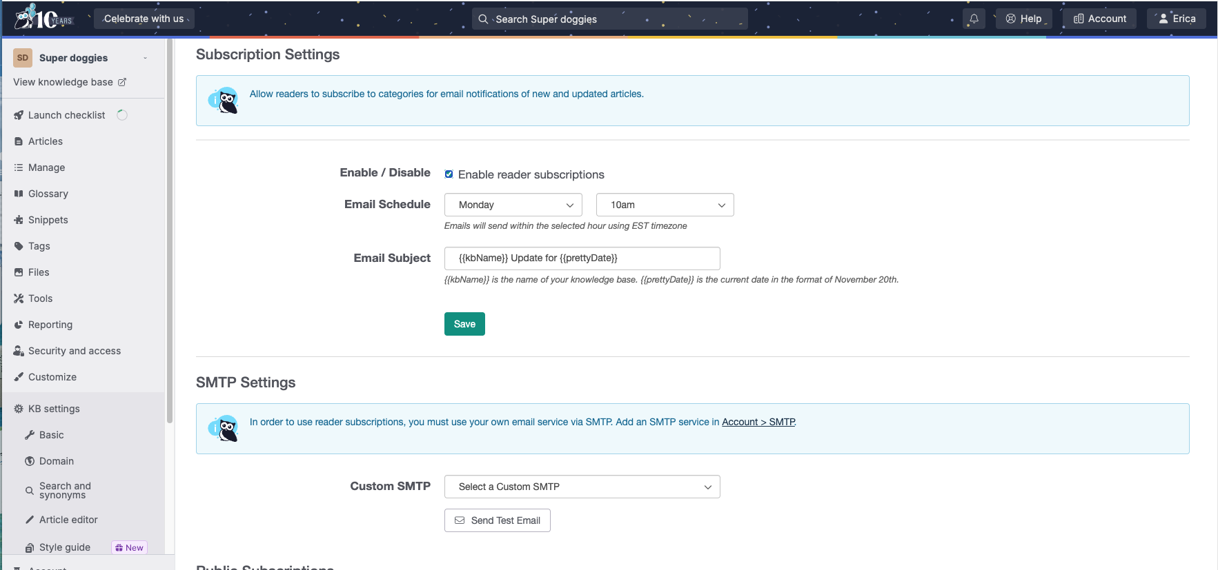 Subscriptions Screenshot