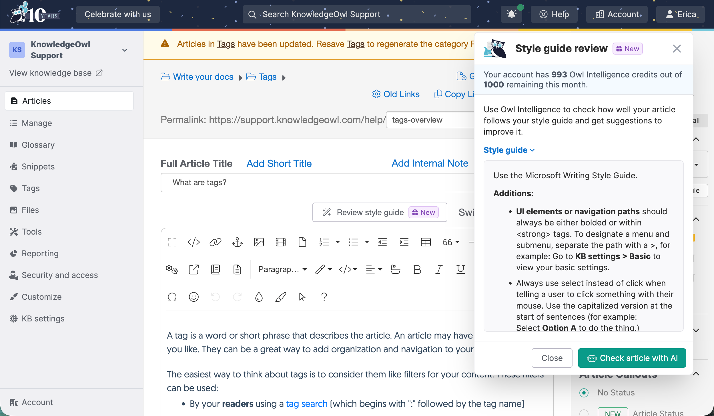 Style Guide, with AI review Screenshot