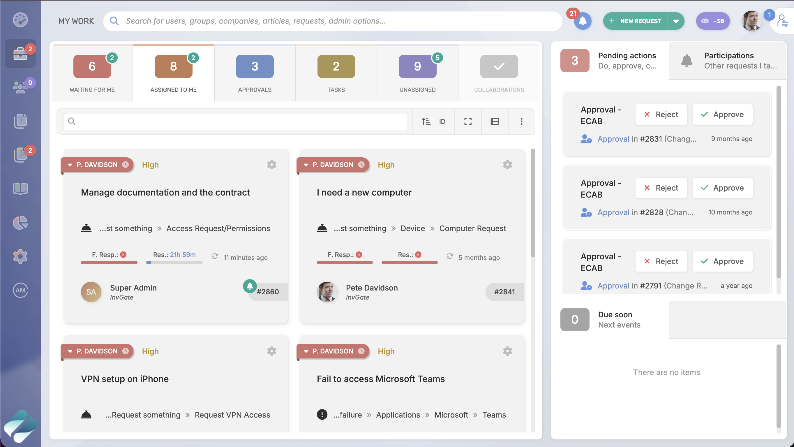 My Work section Screenshot