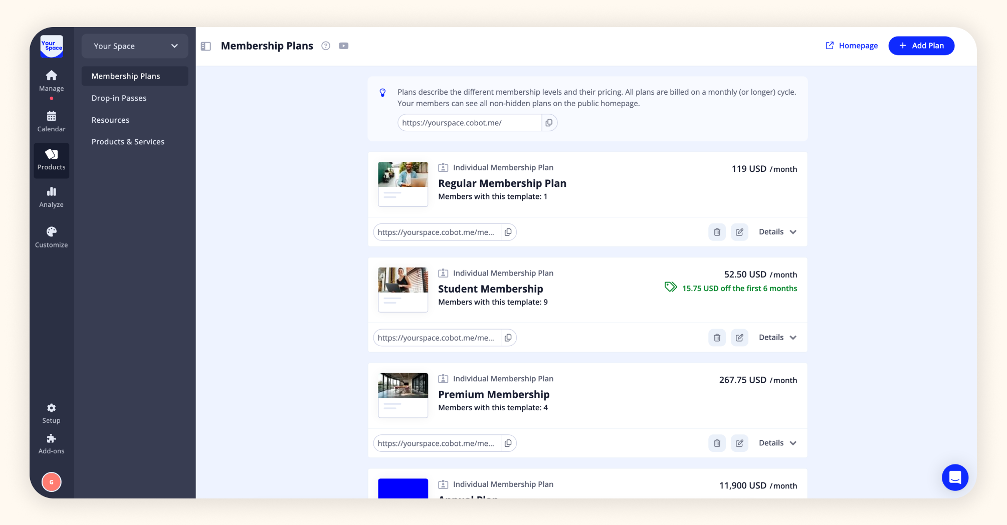 Meberships Screenshot