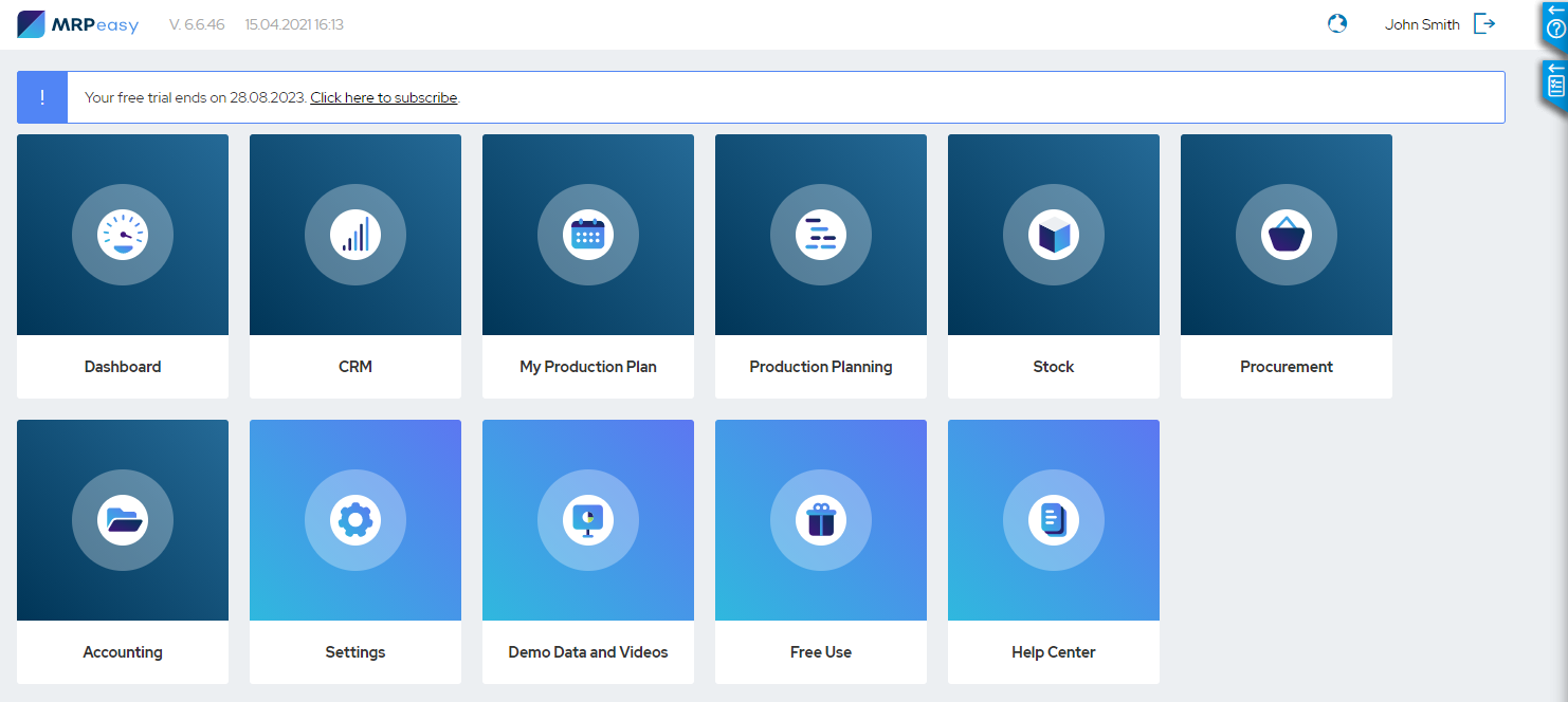 MRPeasy-start-page Screenshot
