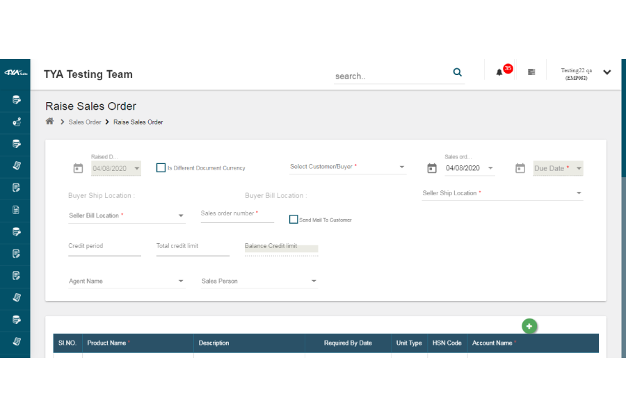 TYASuite-Cloud-ERP-Software-sales-order Screenshot