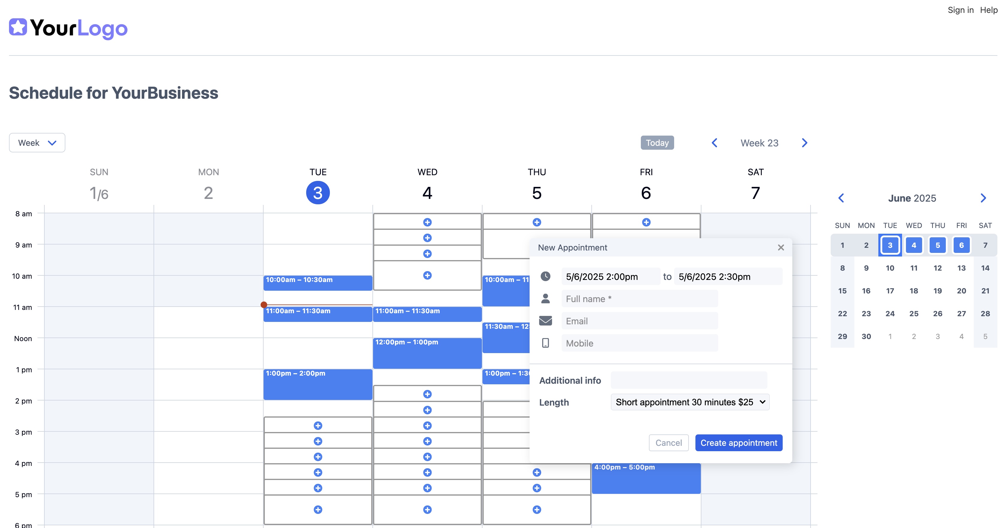 1. SuperSaaS appointment schedule Screenshot