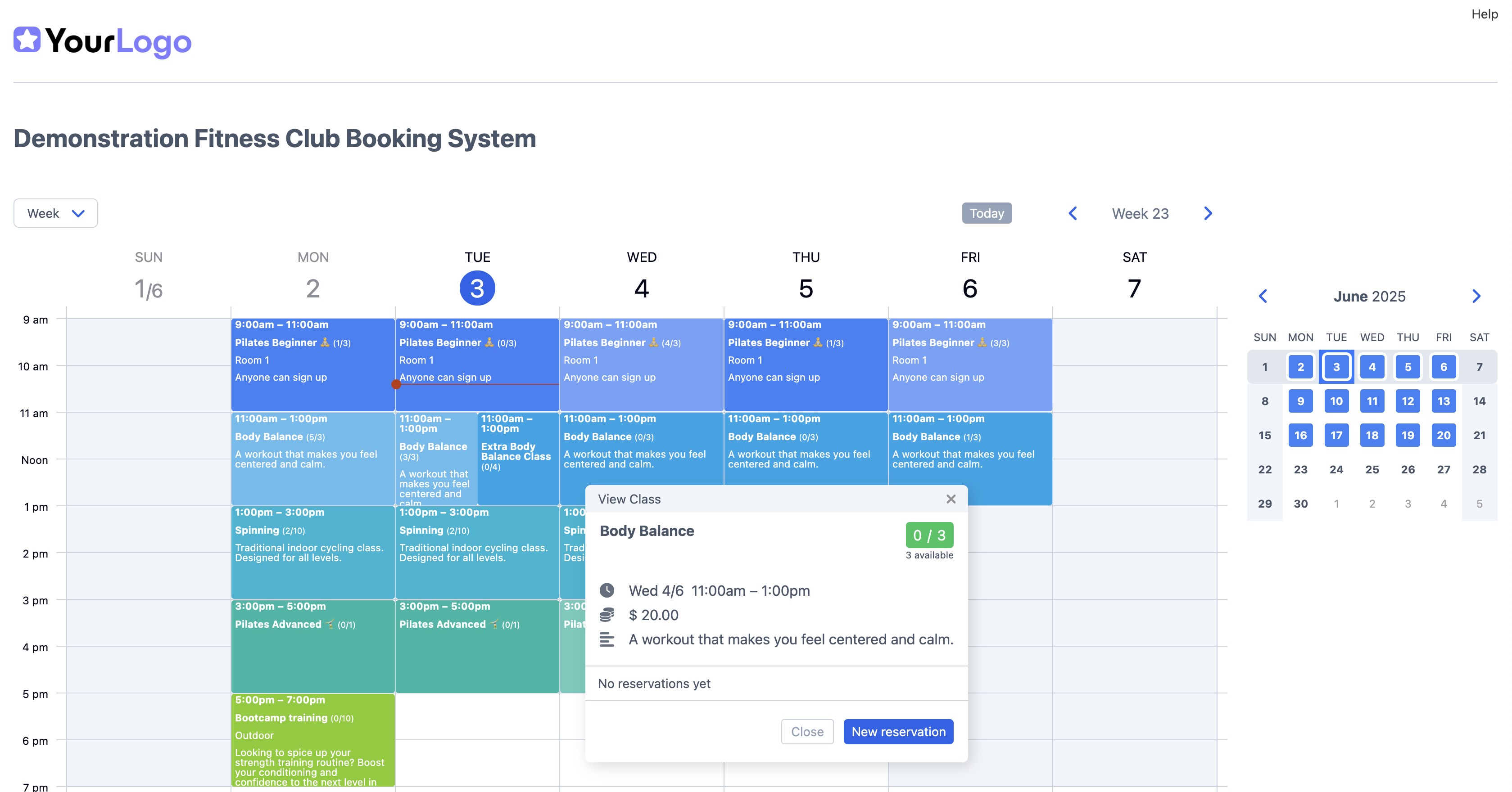 3. SuperSaaS class or group schedule Screenshot