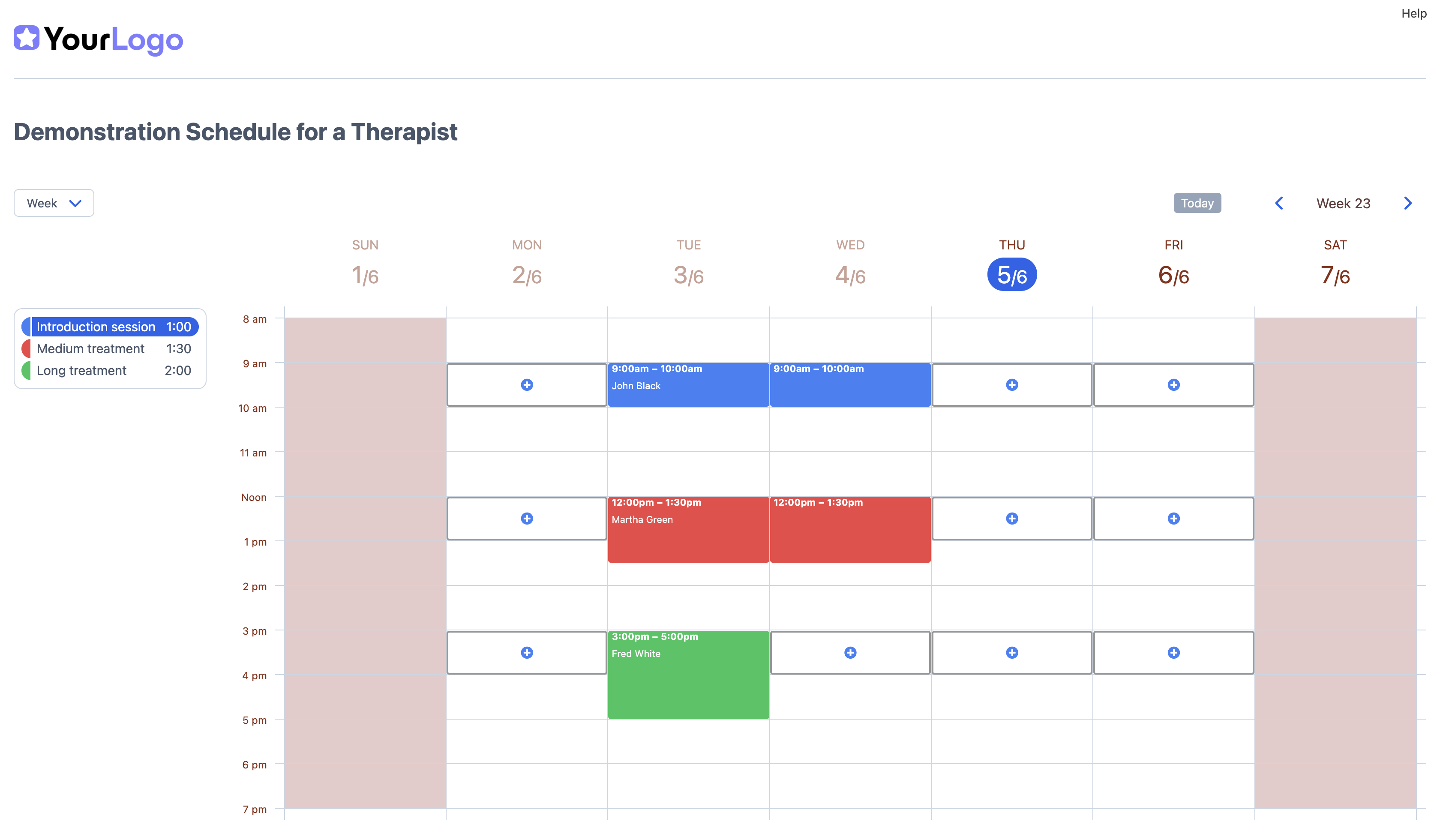5. SuperSaaS multiple services schedule Screenshot