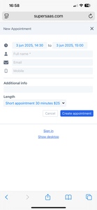 2. SuperSaaS appointment planning on a mobile device Screenshot